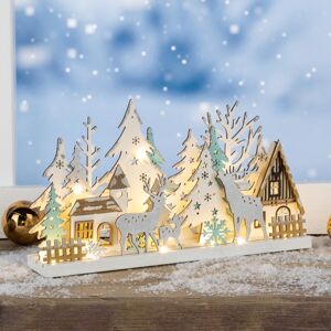 LED Dřevěná dekorace Zimní vesnice