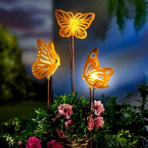 LED zahradní zápichy Zlatí motýli